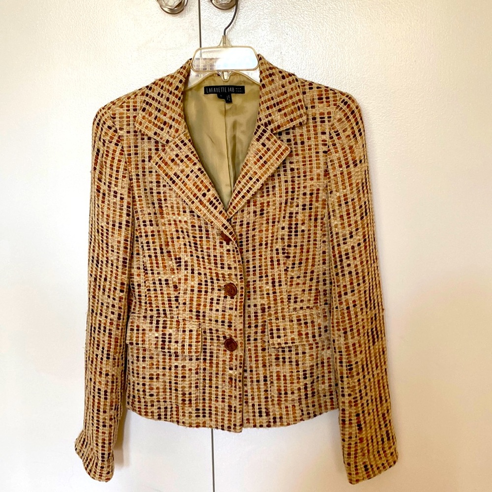 Size 2 Brown beige Lafayette 148 blazer with beautiful details